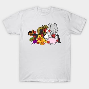 Cute Animals holding Love Hearts for Valentines Day T-Shirt